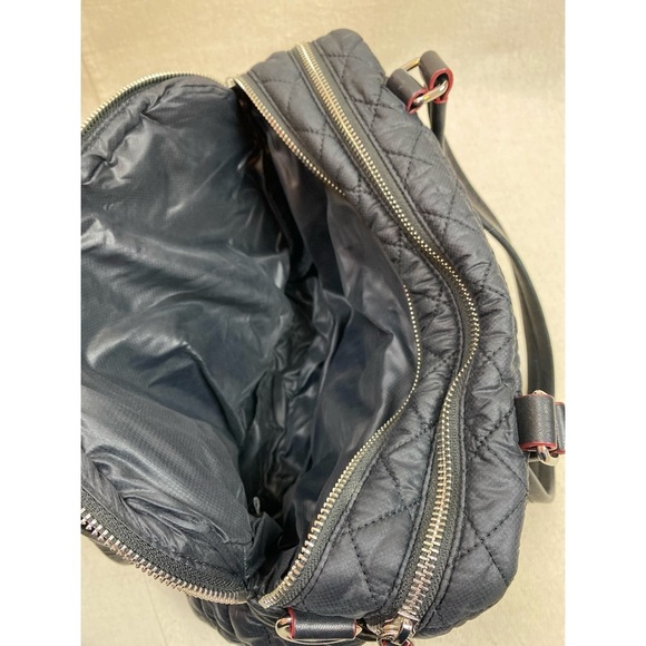 MZ Wallace Crosby Black quilted Nylon w Silver Hardware Bag *No crossbody straps